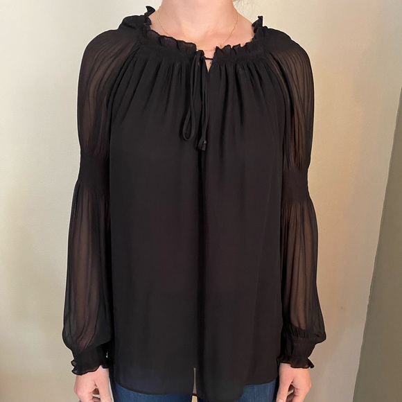 INC International Concepts Tops - Nordstrom’s Black Chiffon Long Sleeve Blouse
